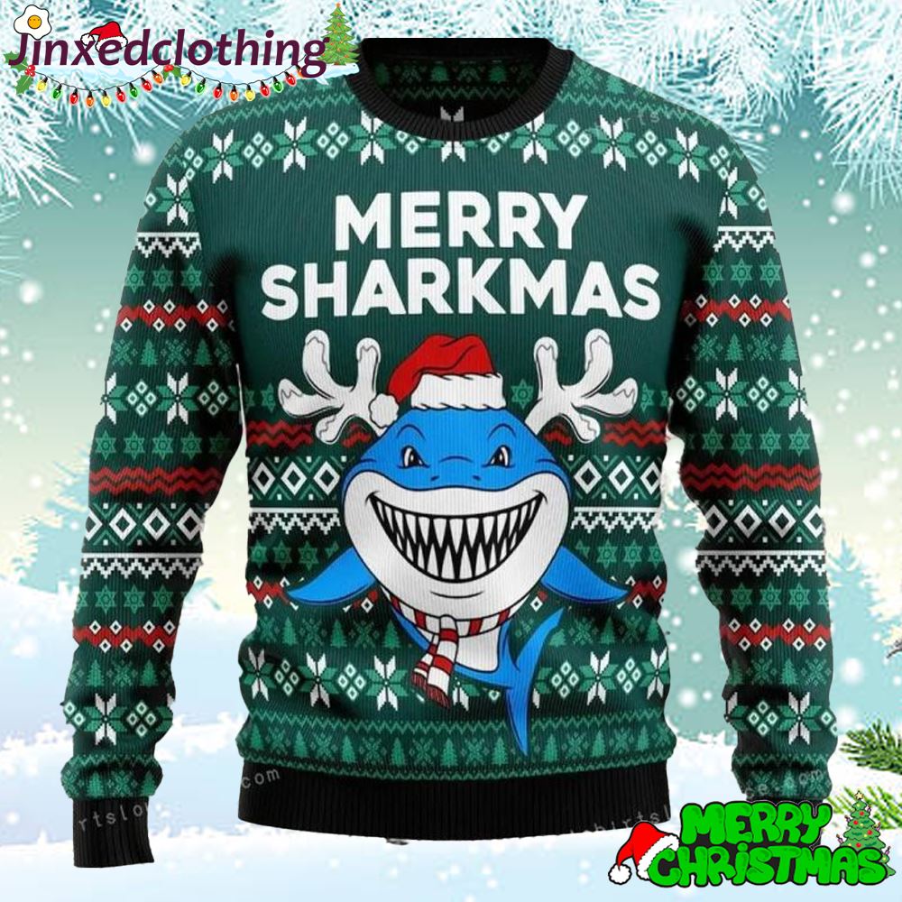 Merry Sharkmas Christmas Ugly Sweater Party 